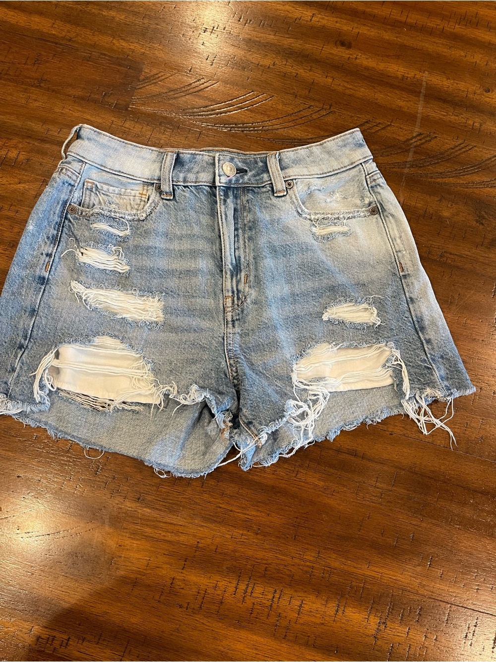 American Eagle Outfitters Light Blue Distressed Denim Shorts